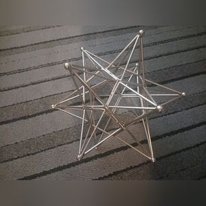 NEW Geometric Silver Metal Sculpture 9" TALL BY 12" WIDE Table Decor Art Deco